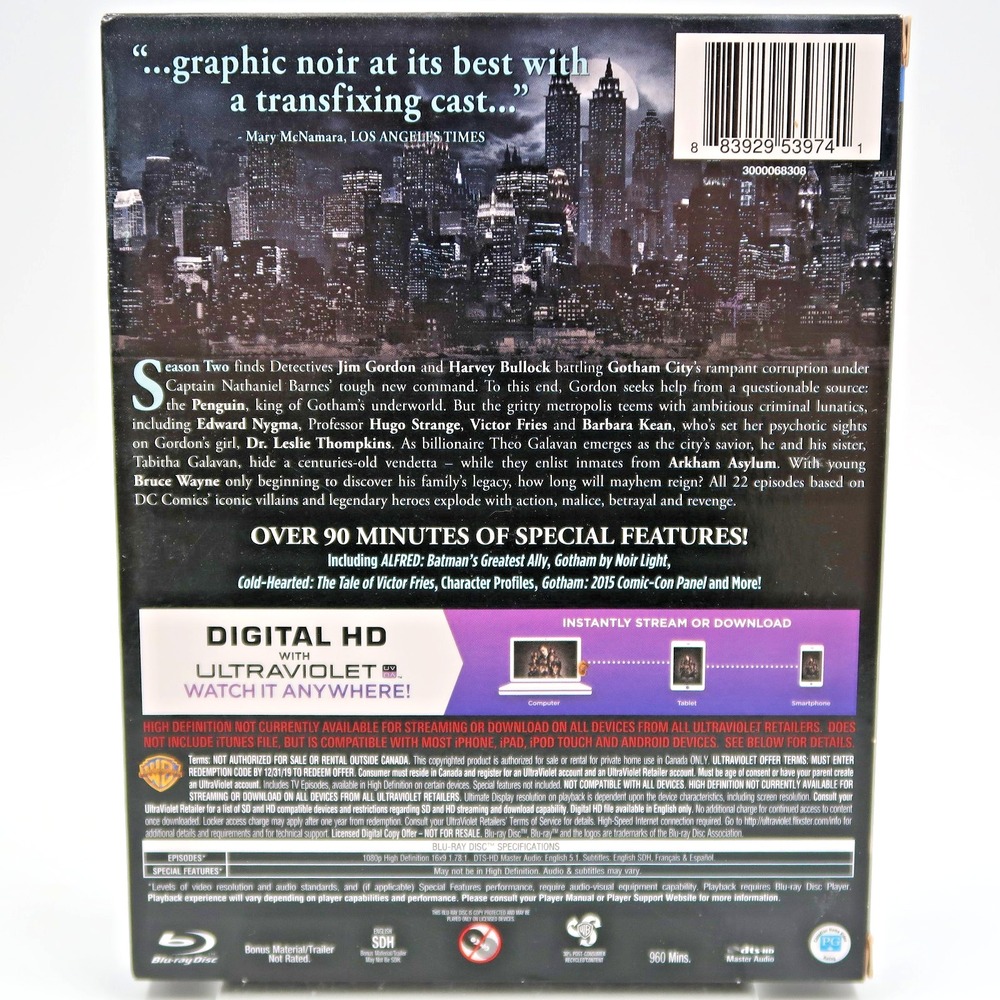 Gotham Season 2 Blu-ray Ben McKenzie Donal Logue Morena Baccarin Box Set - Picture 2 of 8